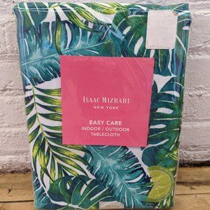 ISAAC MIZRAHI Palm Tree Leafs Tropical Hawaiian Indoor/Outdoor Oblong Tablecloth